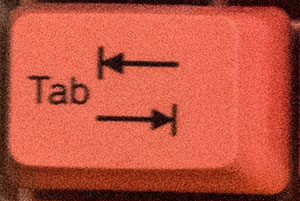 tab key on keyboard