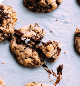 Chocolate chip cookies on a baking sheet