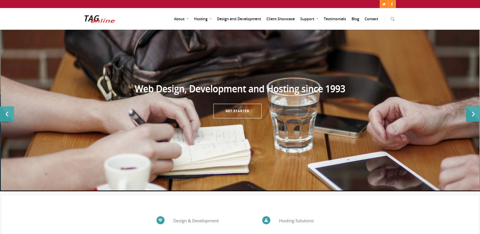 TAG website landing page in 2015