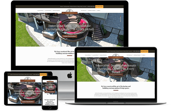 Mockup of website in desktop, mobile and tablet views