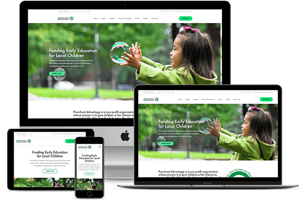 Mockup of website for funding early education for local children