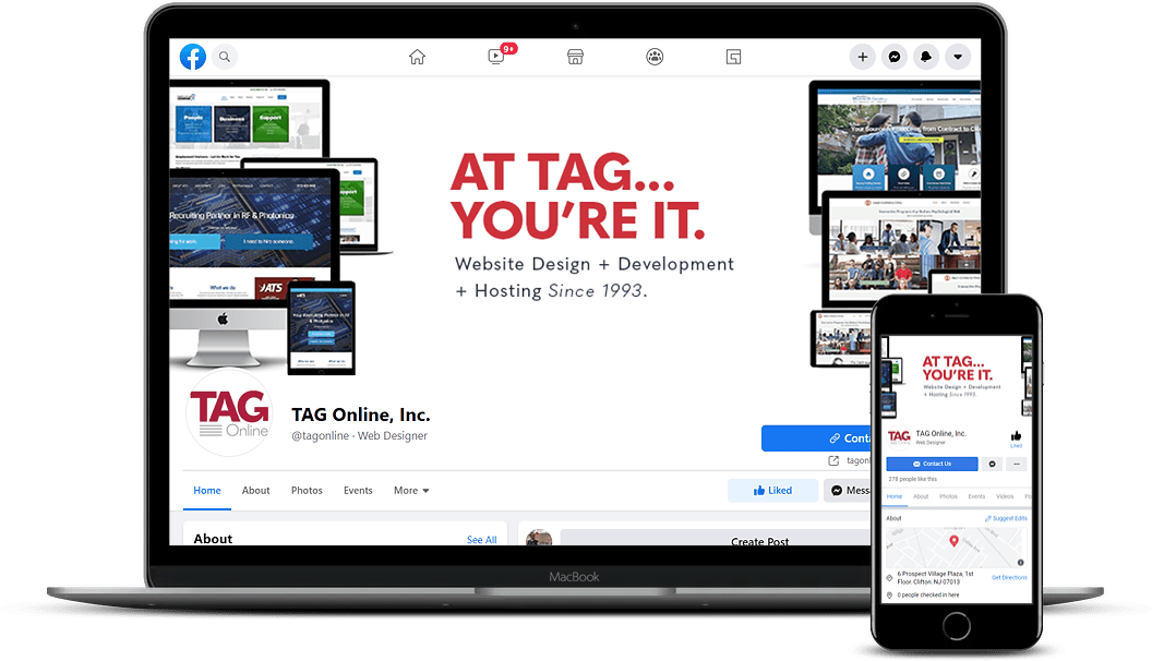 Mock-up of TAG Online desktop and mobile view