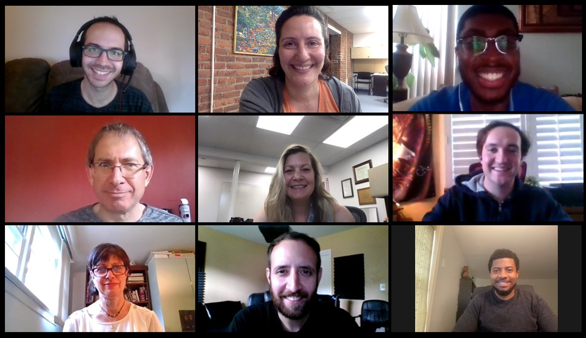 TAG Online team zoom meeting with 9 team members