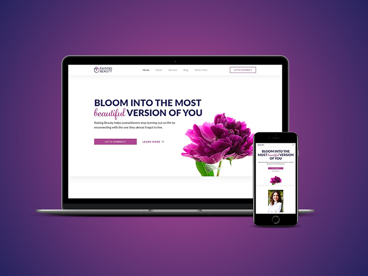 Mock-up of Raising Beauty website